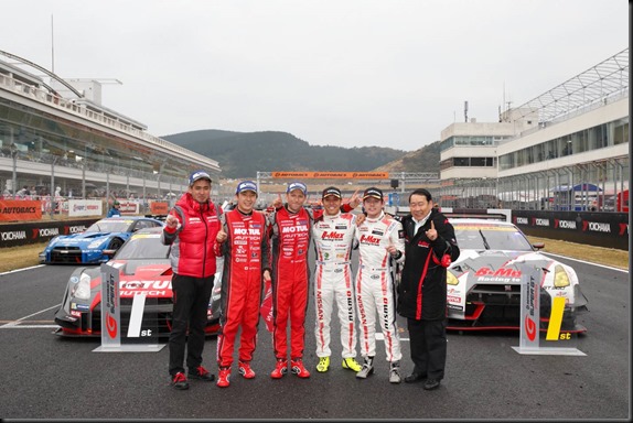 #1 Tsugio MatsudaRonnie Quintarelli (#1 MOTUL AUTECH Nissan GT-R NISMO GT500) and #3 Kazuki HoshinoMitsunori Takaboshi (#3 B-MAX NDDP Nissan GT-R NISMO GT3) #1 Tsugio MatsudaRonnie Quintarelli (#1 MOTUL AUTECH Nissan GT-R NISMO GT500) and #3 Kazuki HoshinoMitsunori Takaboshi (#3 B-MAX NDDP Nissan GT-R NISMO GT3)