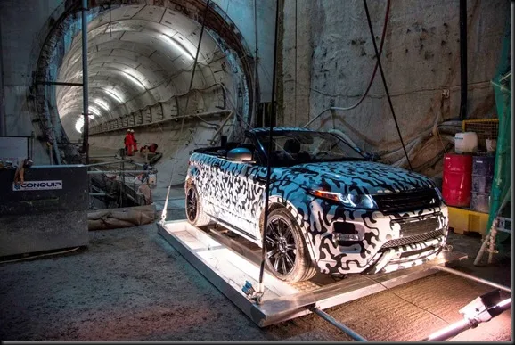 Range Rover Evoque Convertible revealed testing at Europe’s largest construction project