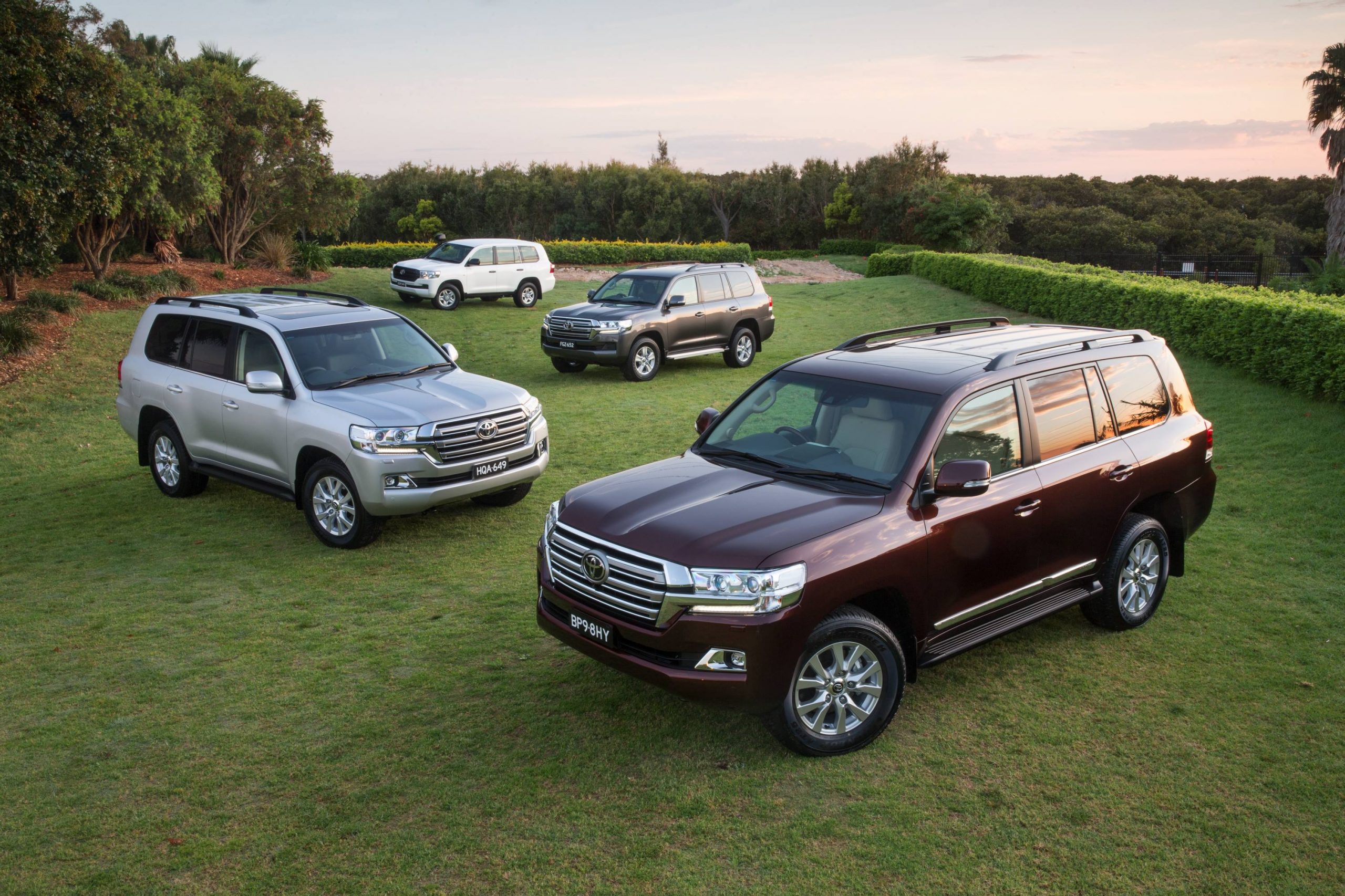2015 LandCruiser 200 Series range: Sahara (right), VX (left), GXL and GX (rear)