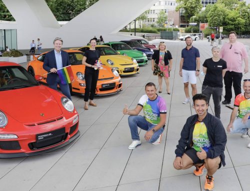 Gay Pride Christopher Street Day with Rainbow Porsches