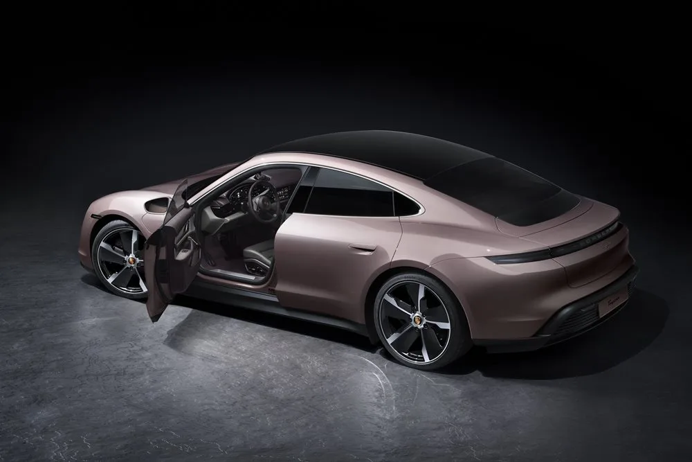 A Porsche Taycan EV, featured in a discussion about recalls and electric vehicle performance.