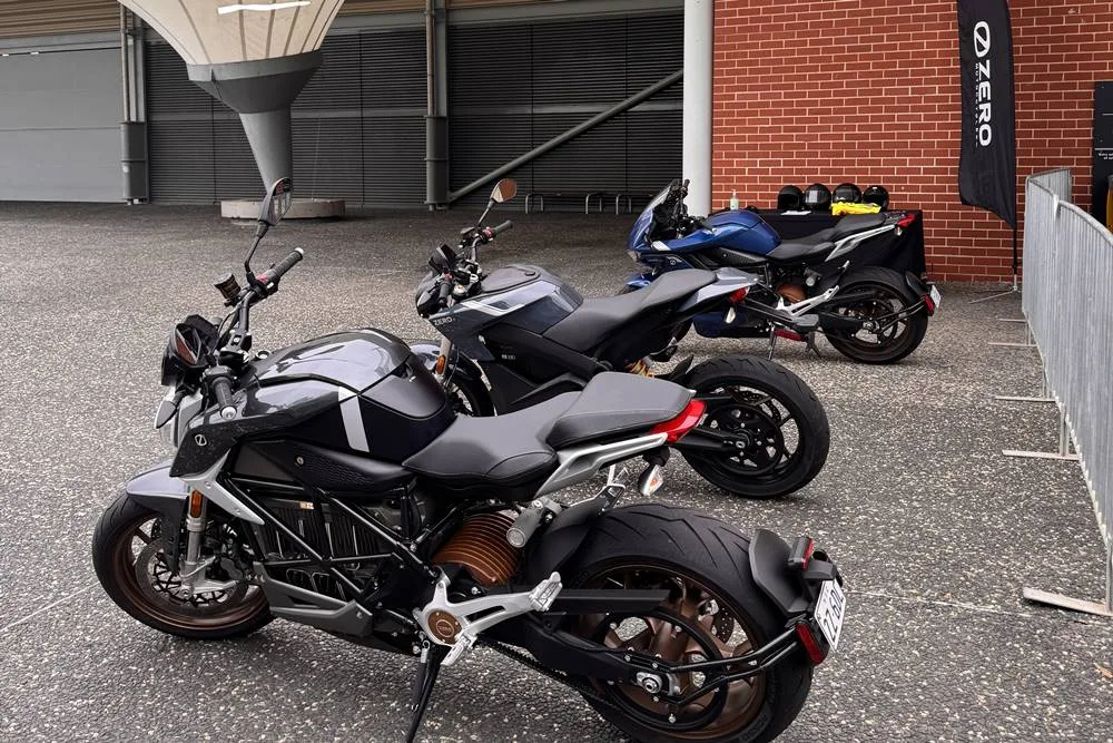 Test rides of ZERO electric motorcycles, presented as the second image in a series.