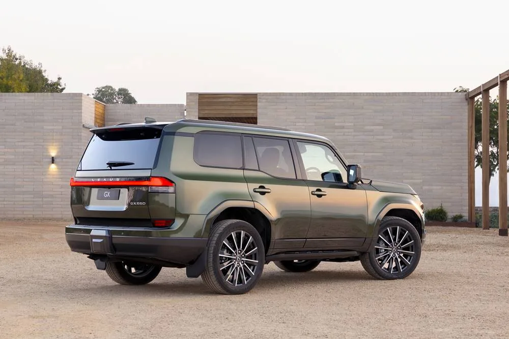 Lexus GX Sports Luxury. side Pre-production model shown. Final range and specifications may differ from those depicted.