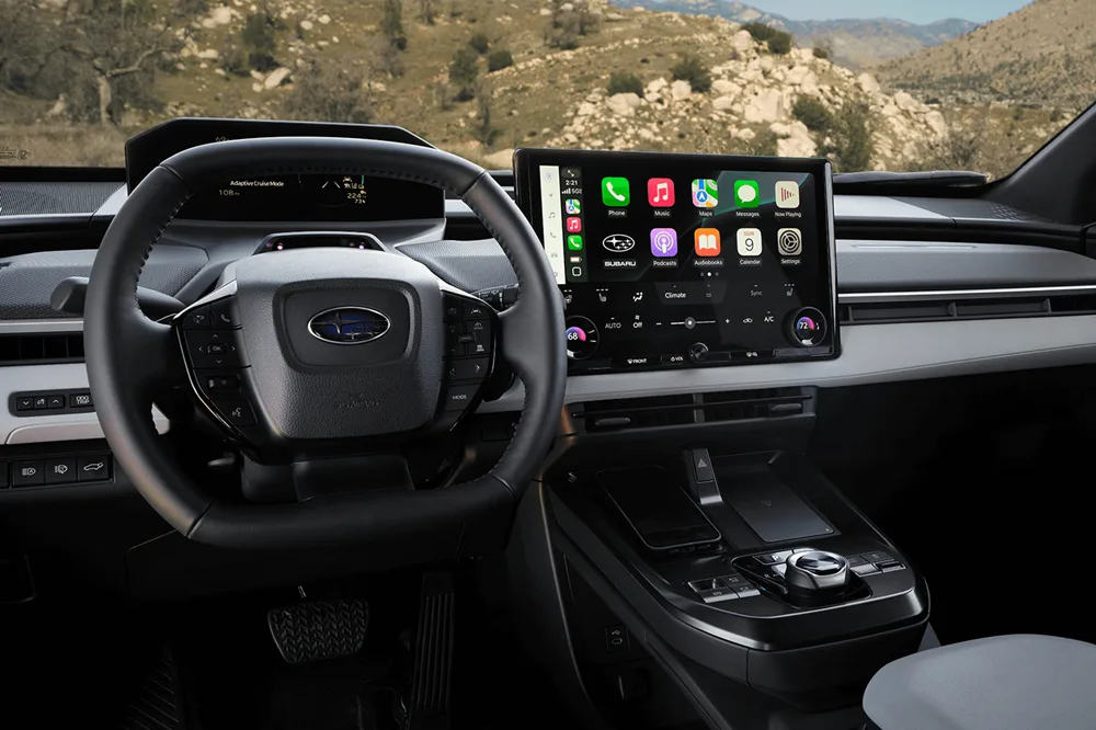 Interior cabin of 2026 Subaru Trailseeker featuring digital dash and touchscreen