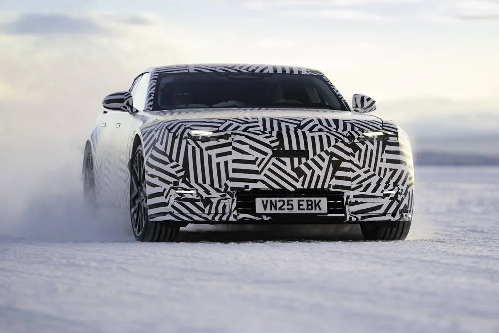 JAGUAR electric GT arctic testing front driving