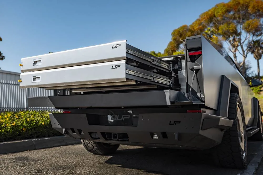 Tesla Cybertruck UP INVINCIBLE Bed Storage System drawers out