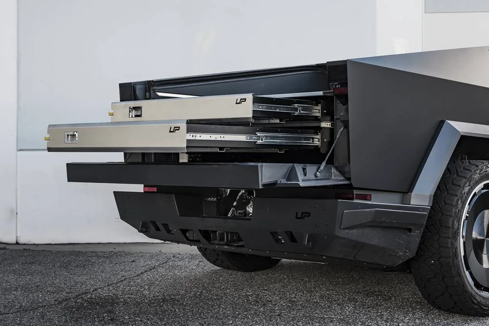 Tesla Cybertruck UP INVINCIBLE Bed Storage System drawers out
