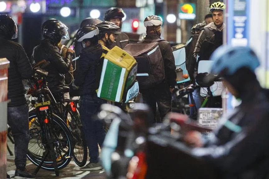 delivery e-bikes cause chaos - bikes take over the footpaths