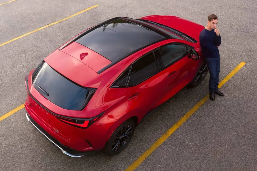 lexus-2026-nx450h-plus-from the top showing rear 3/4