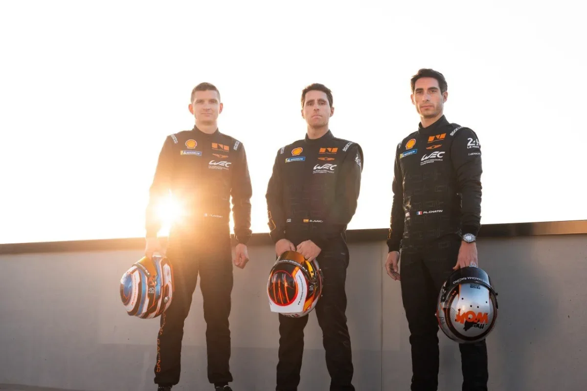 Genesis Magma Racing Car 17 drivers André Lotterer Pipo Derani and Mathys Jaubert at golden hour