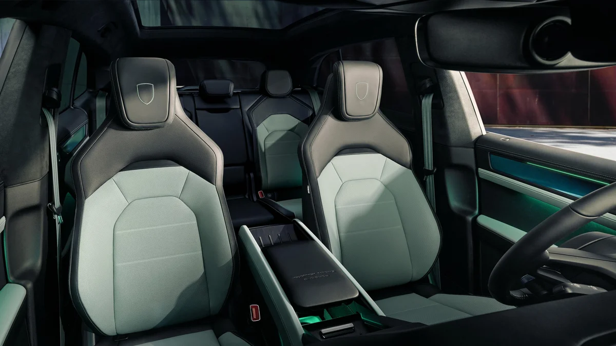 Porsche Cayenne S Electric Interior Style Package green leather seats