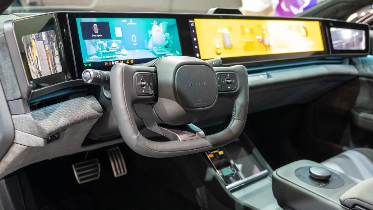 Sony Honda Afeela 1 cockpit with sweeping digital display spanning entire dashboard