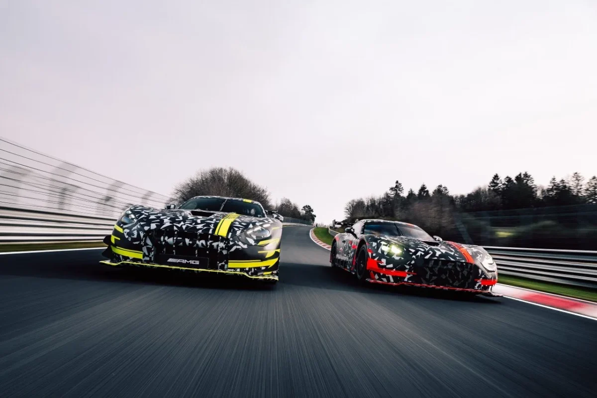 Mercedes-AMG GT Black Series and GT3 prototypes testing on the Nurburgring