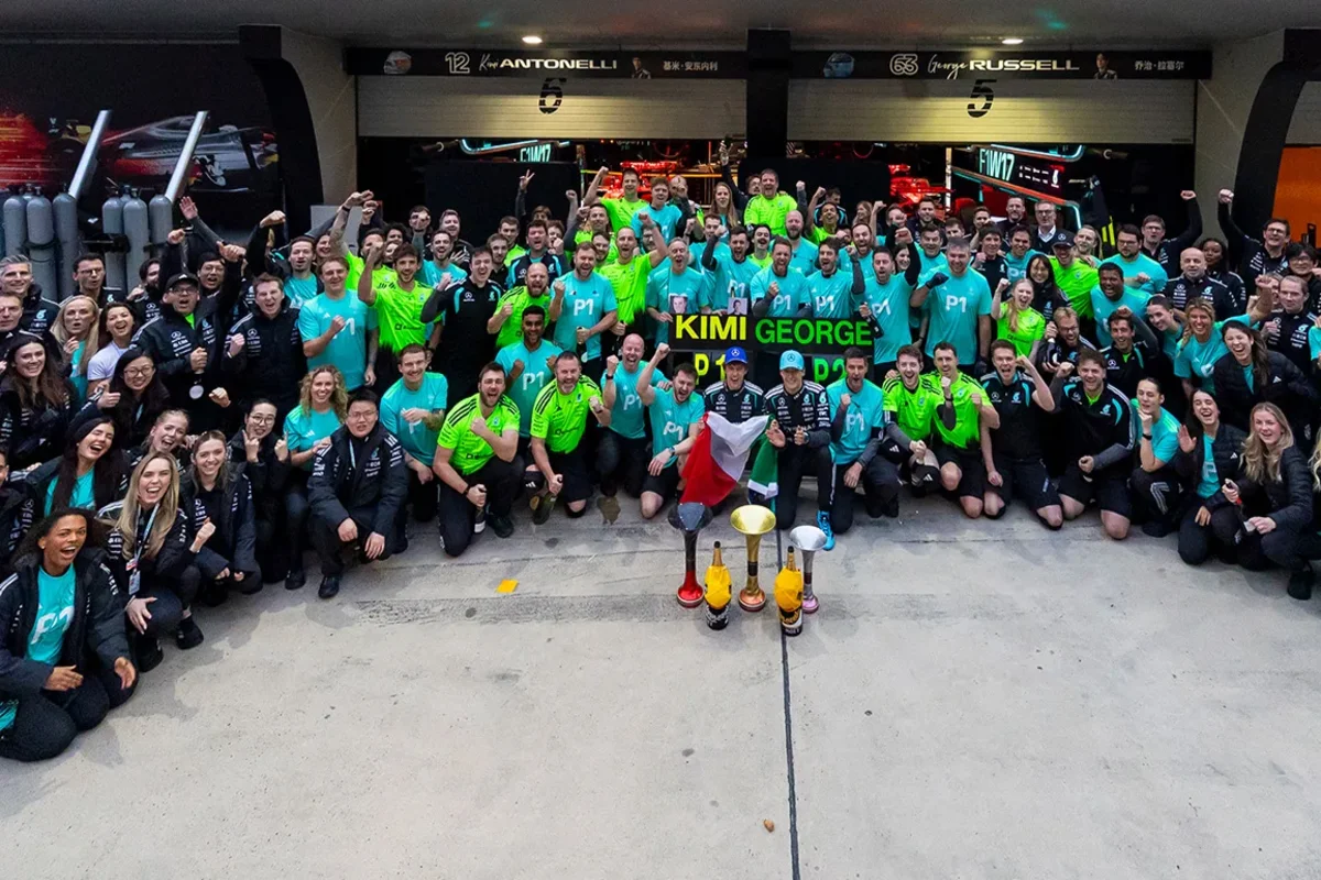 Mercedes-AMG F1 team celebrates Antonelli's maiden win in China