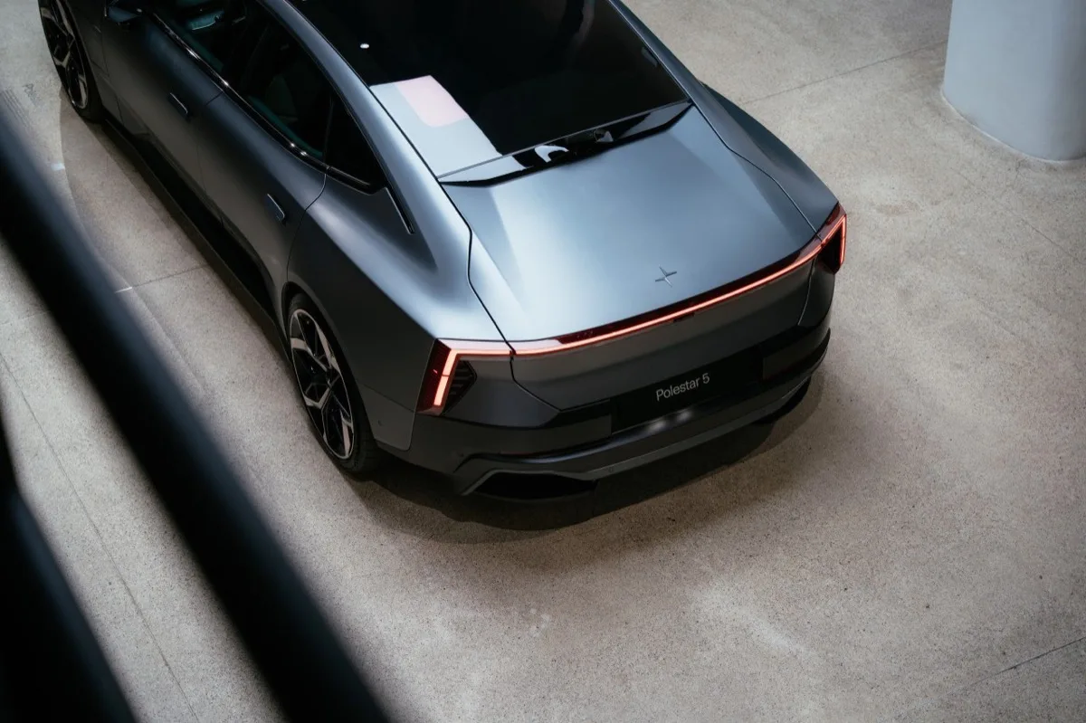 Polestar 5 overhead rear view light bar tail lights