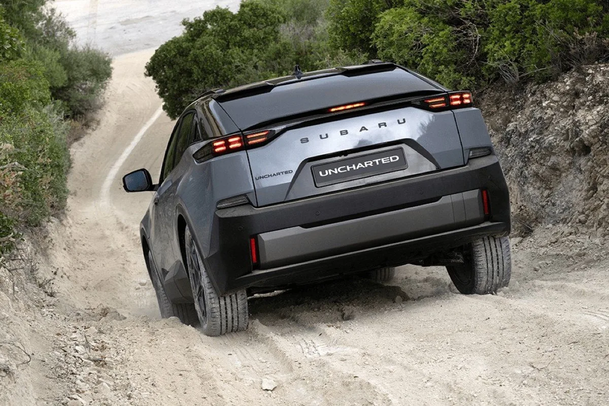 2026 Subaru Uncharted tackling dirt road with 211mm ground clearance