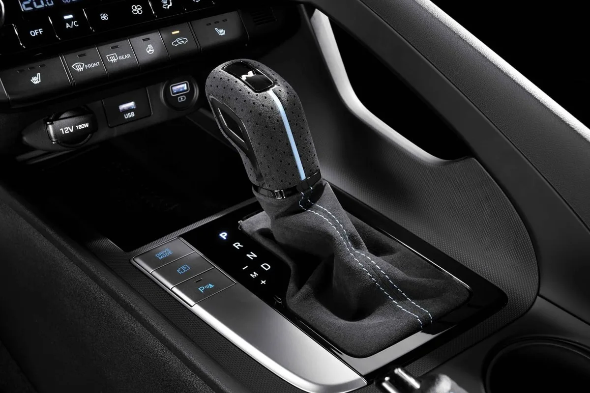 Hyundai Elantra N automatic gear selector with Alcantara trim from the N Performance Parts range