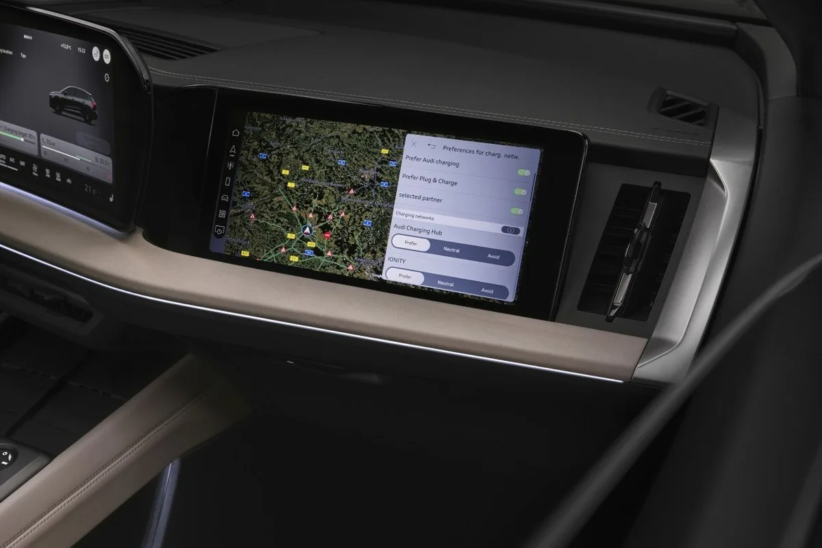 Audi Q4 e-tron charging network preferences screen