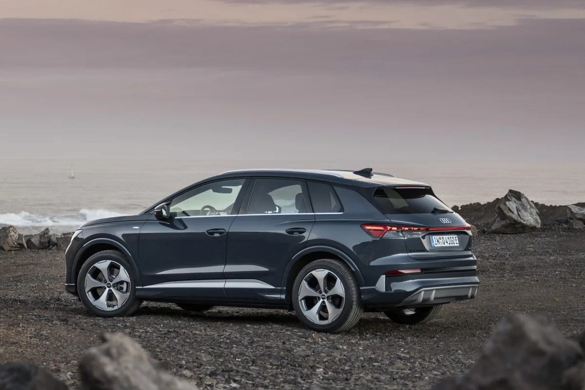 Audi Q4 e-tron side view near the sea