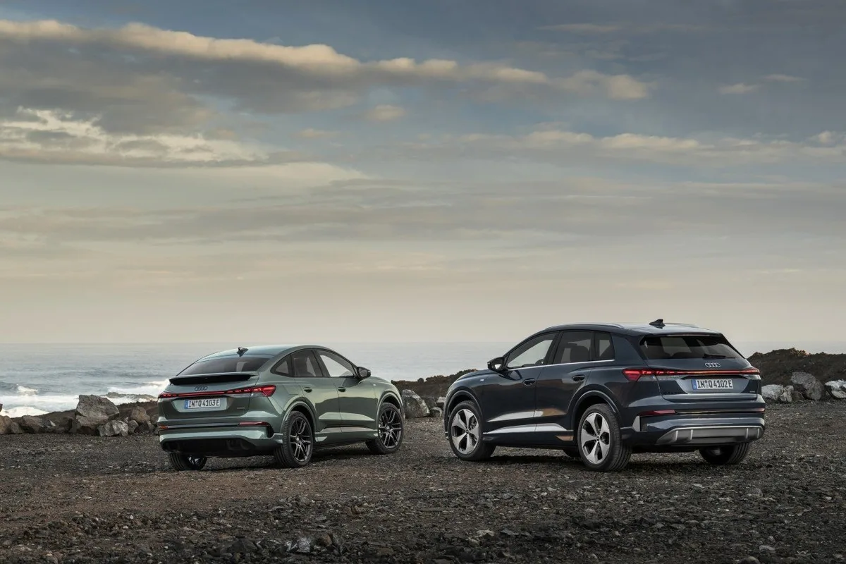 Audi Q4 e-tron SUV and Sportback by the coast