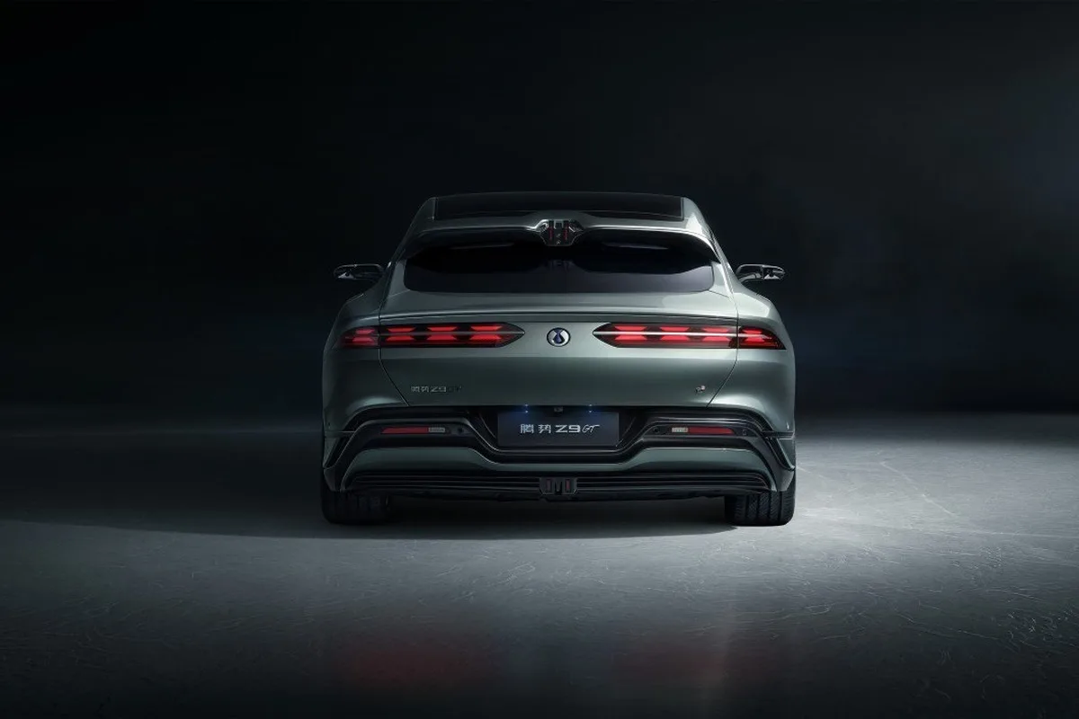Front detail of the 2026 DENZA Z9GT showing sharp LED lighting and grille treatment