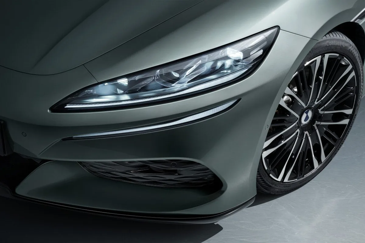 Headlight and front quarter close up of the 2026 DENZA Z9GT