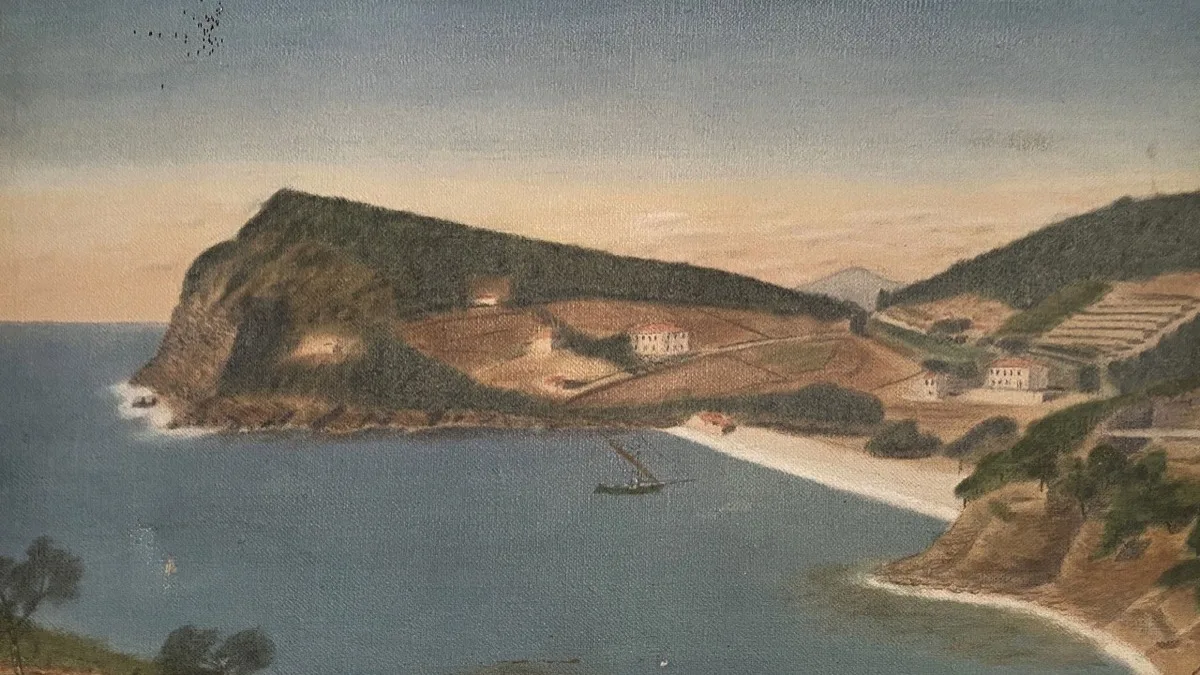 Painting of Le Canadel bay and coastline on the French Riviera