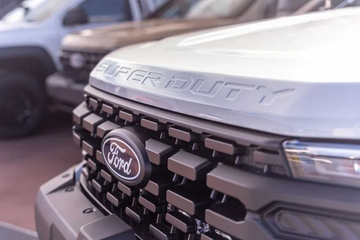 Ford Ranger Super Duty front grille close-up showing badge