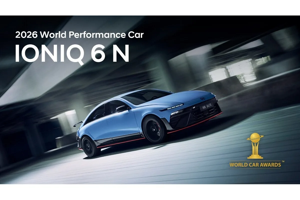 2026 Hyundai IONIQ 6 N in blue World Performance Car Award