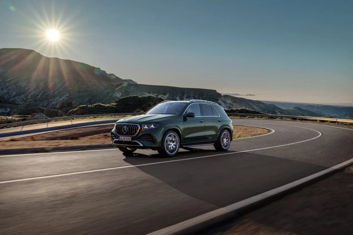2026 Mercedes-Benz GLE front three-quarter view in white