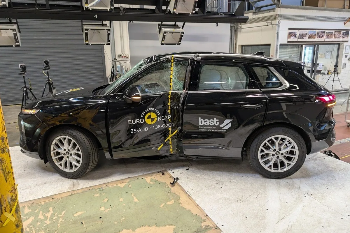 Suzuki e Vitara crash test detail with deployed airbags