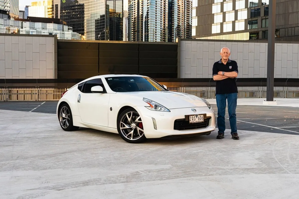 White Nissan 370Z with owner Ron Ray