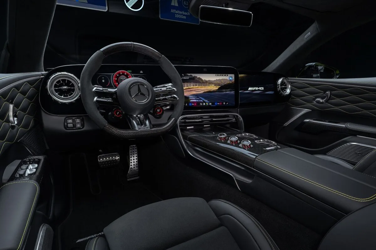 2026 Mercedes-AMG GT 4-Door Coupe EV dashboard and centre console with AMG controls