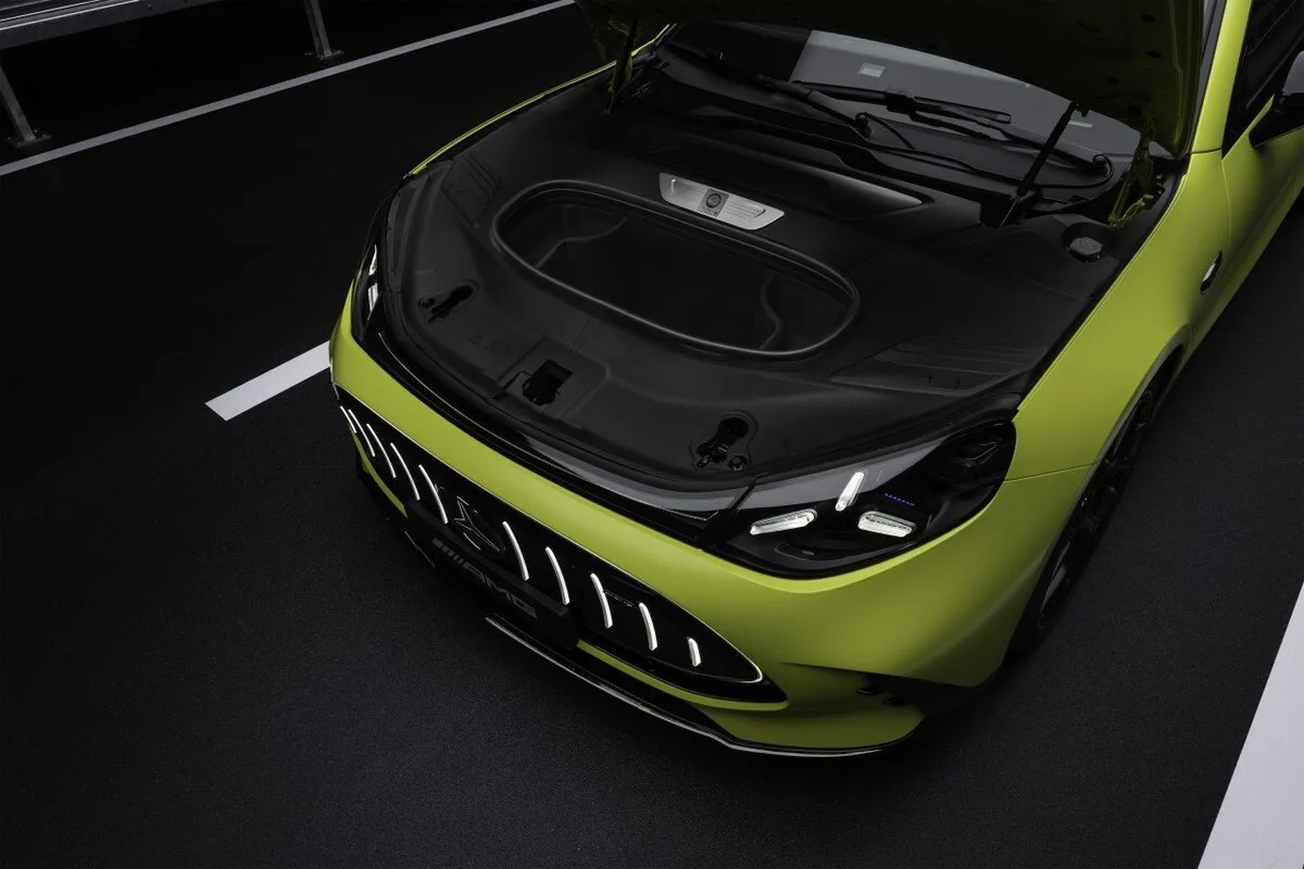 2026 Mercedes-AMG GT 4-Door Coupe EV front storage area under the bonnet