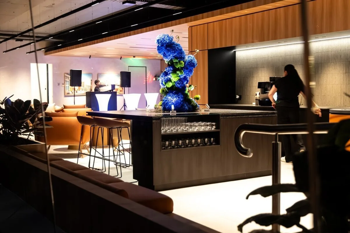House of DENZA event space with bar and lounge setting