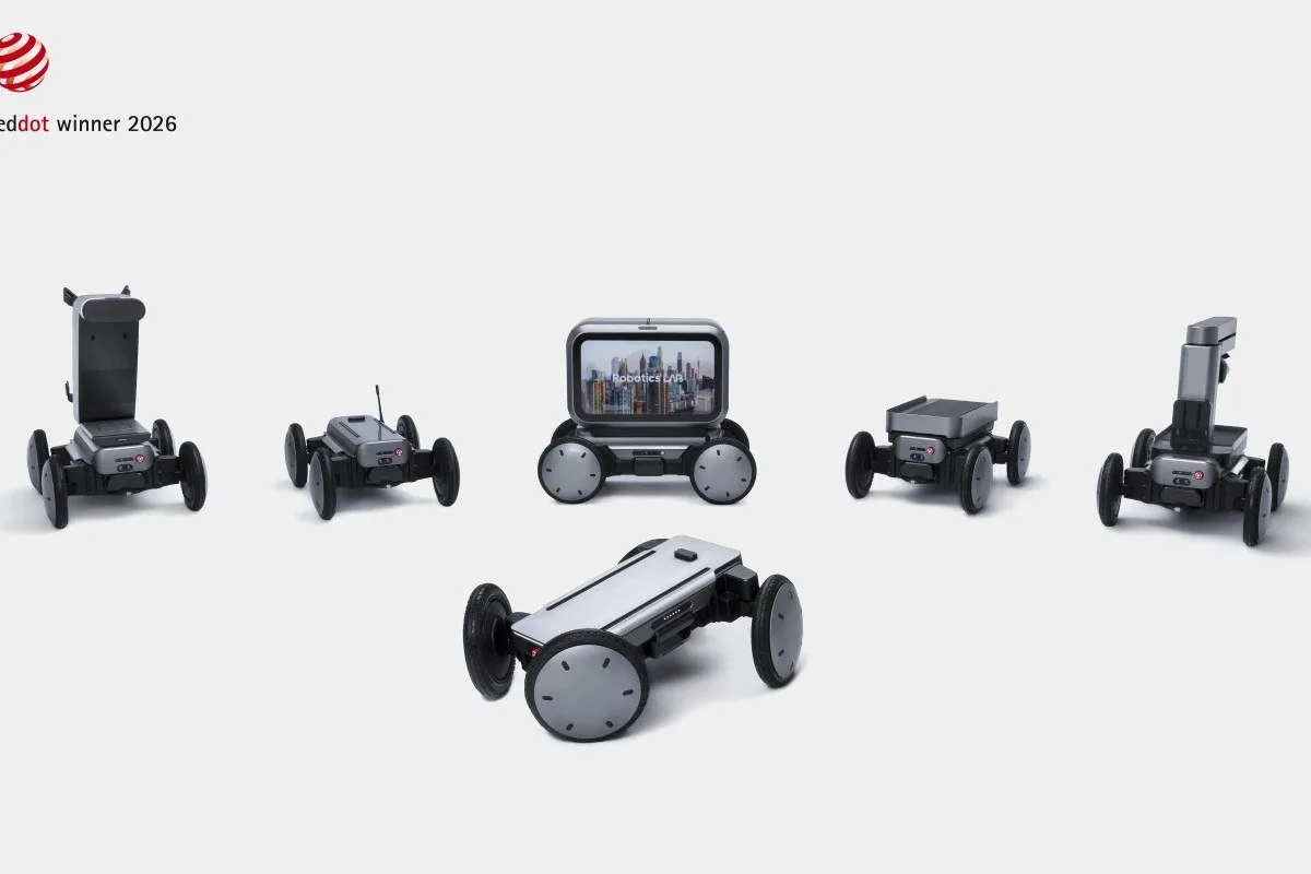 Hyundai Motor Group MobED robotic mobility platforms shown in several modular configurations.