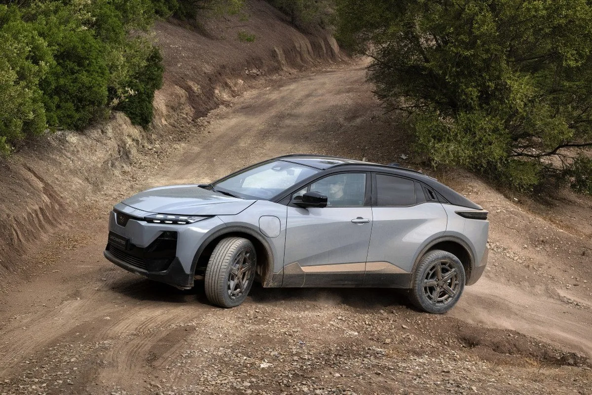 Subaru Uncharted electric SUV shown in off-road side profile
