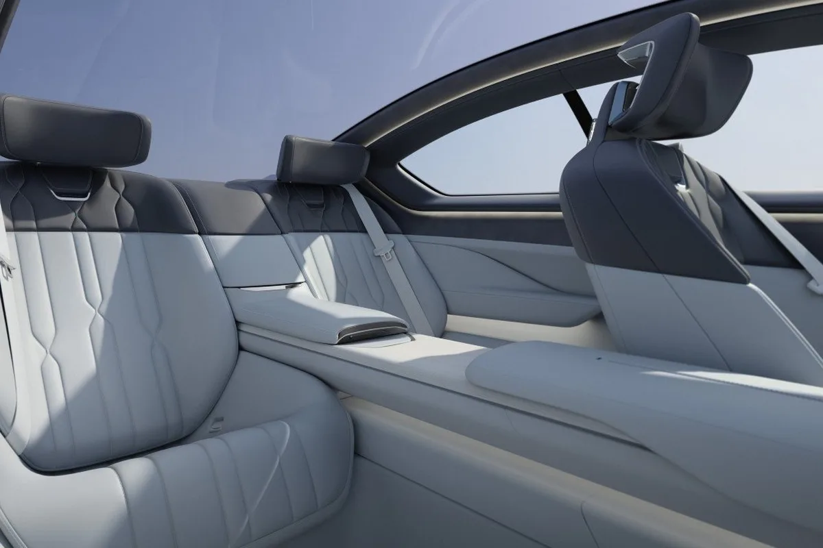 Vision BMW ALPINA rear cabin with light leather and dark headrests.