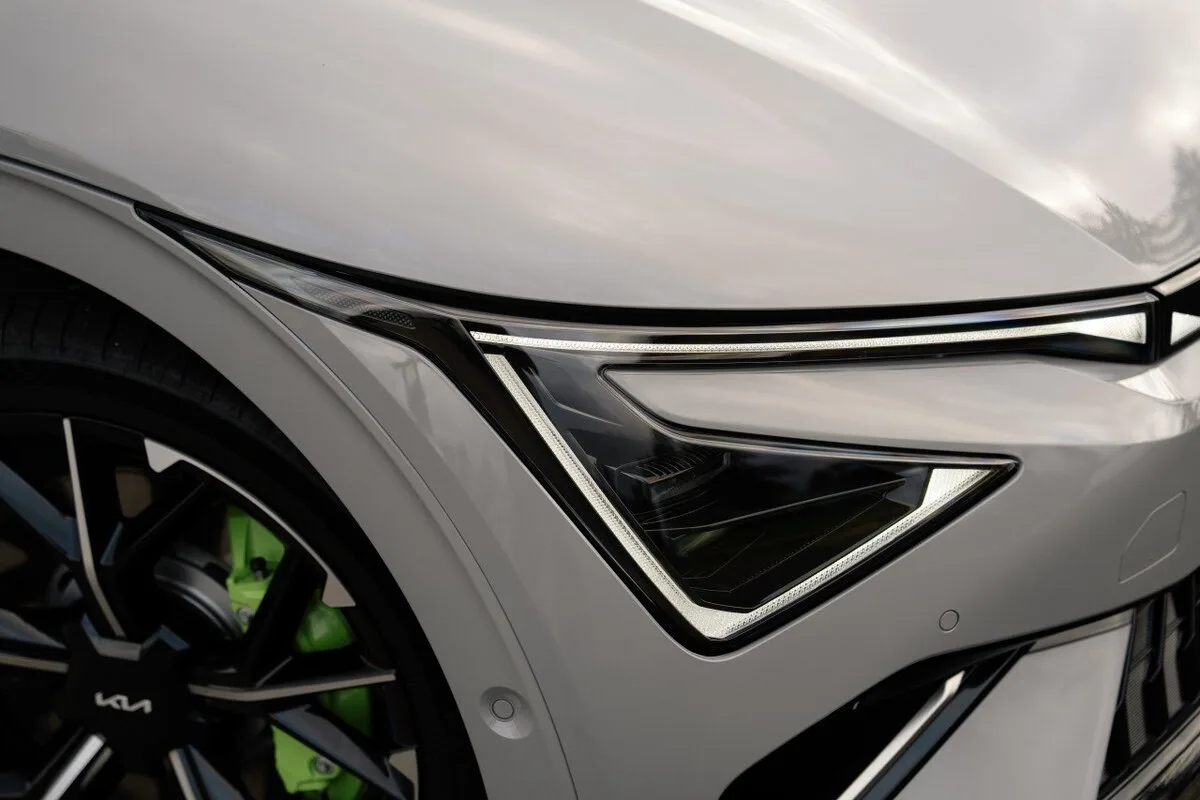2026 Kia EV6 GT Star Map headlight and neon green brake caliper detail