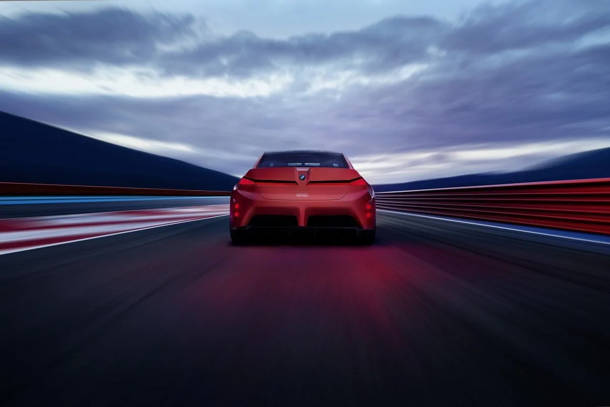 BMW M Concept Neue Klasse rear view on a race track