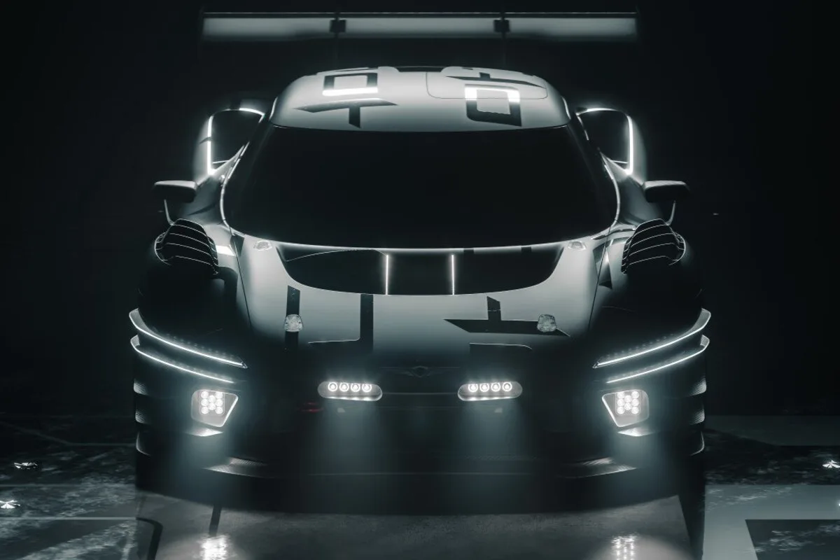Genesis Magma GT3 Concept viewed from the front with its race lighting illuminated