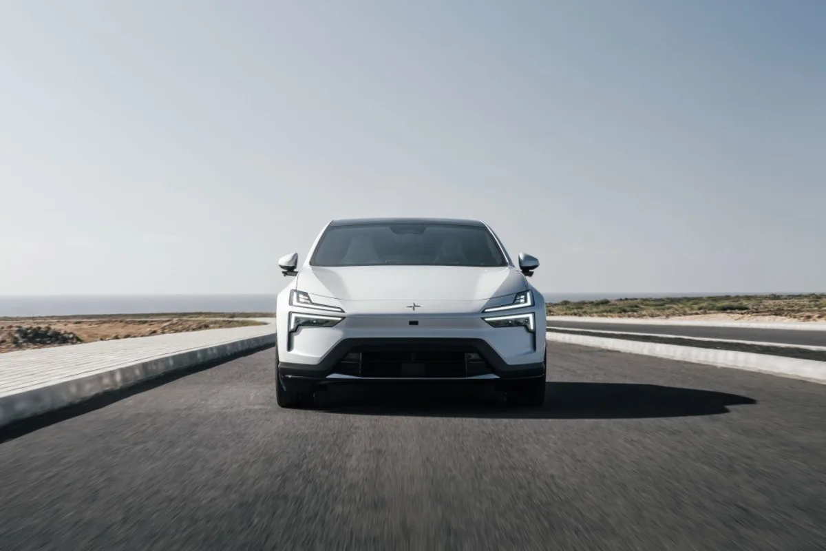 2027 Polestar 4 front view on an open road