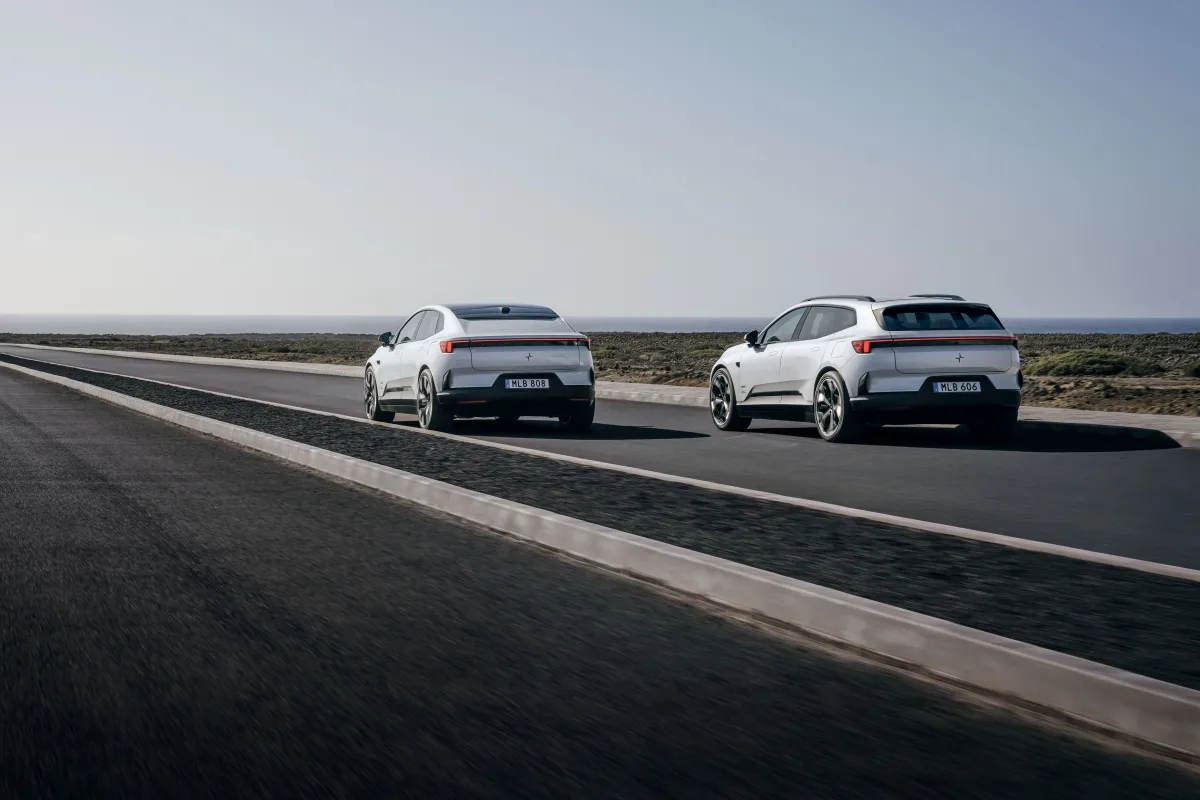 Polestar 4 SUV rear with polestar 4 coupe rear