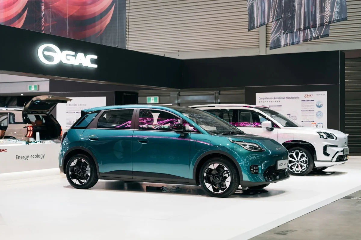 GAC AION UT hatch and GAC AION V SUV on display at Everything Electric Sydney