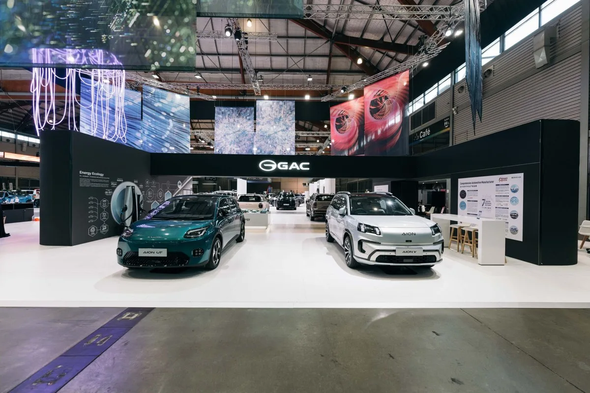GAC AION UT and GAC AION V on the GAC stand at Everything Electric Sydney