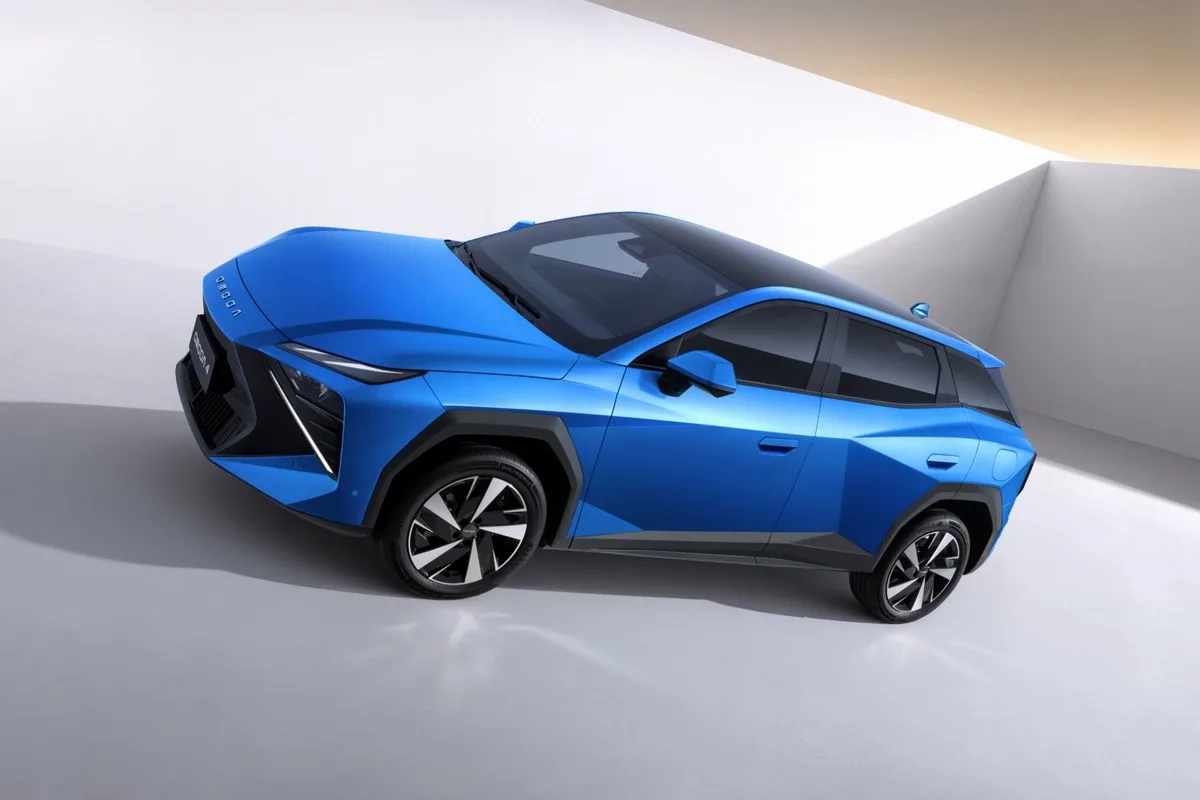 Blue Omoda 4 rear three-quarter from above