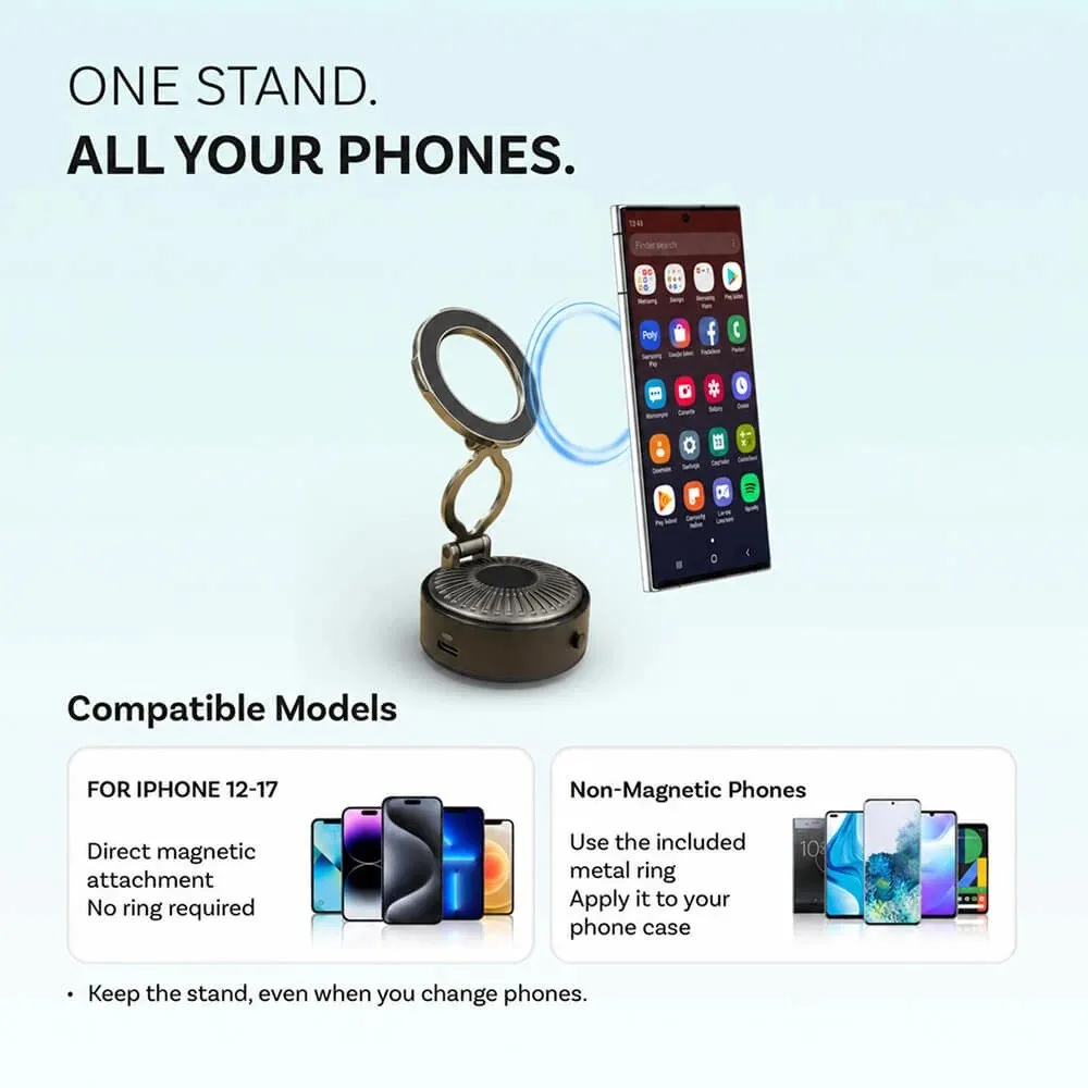 Ottocast MCM11 Flex holding a Samsung phone using the metal ring