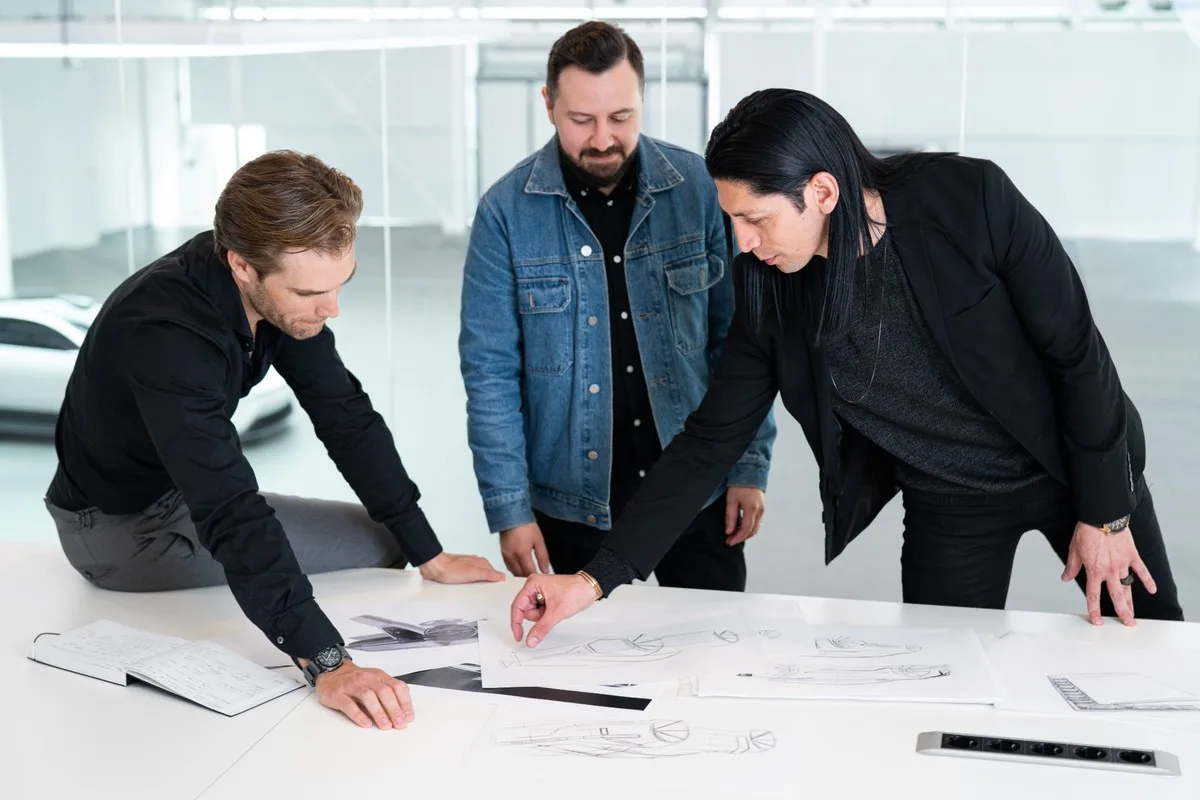 Polestar design team at the sketch table