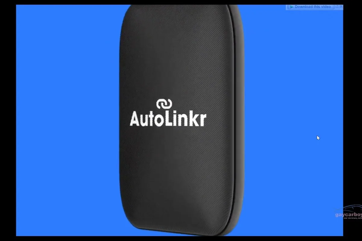 Black AutoLinkr Pro wireless CarPlay adaptor with logo