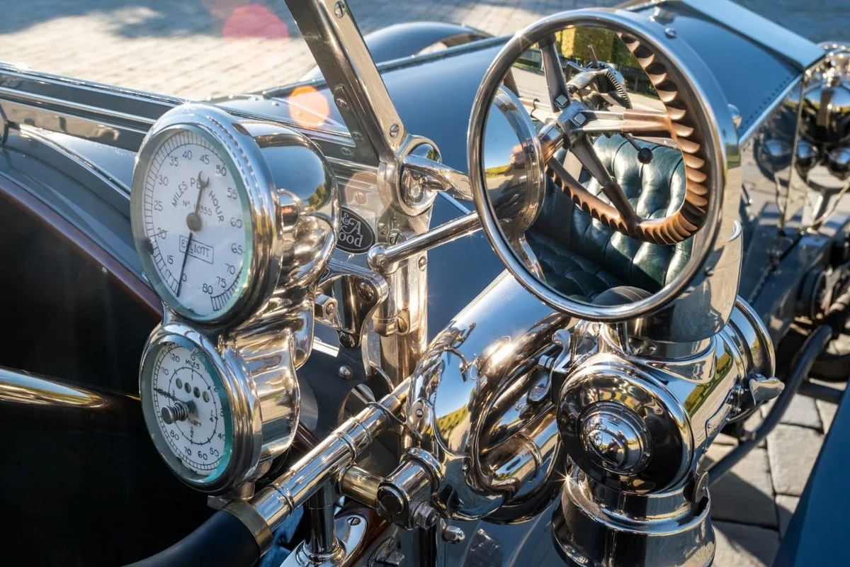 Rolls-Royce Silver Ghost speedometer, odometer and nickel fittings